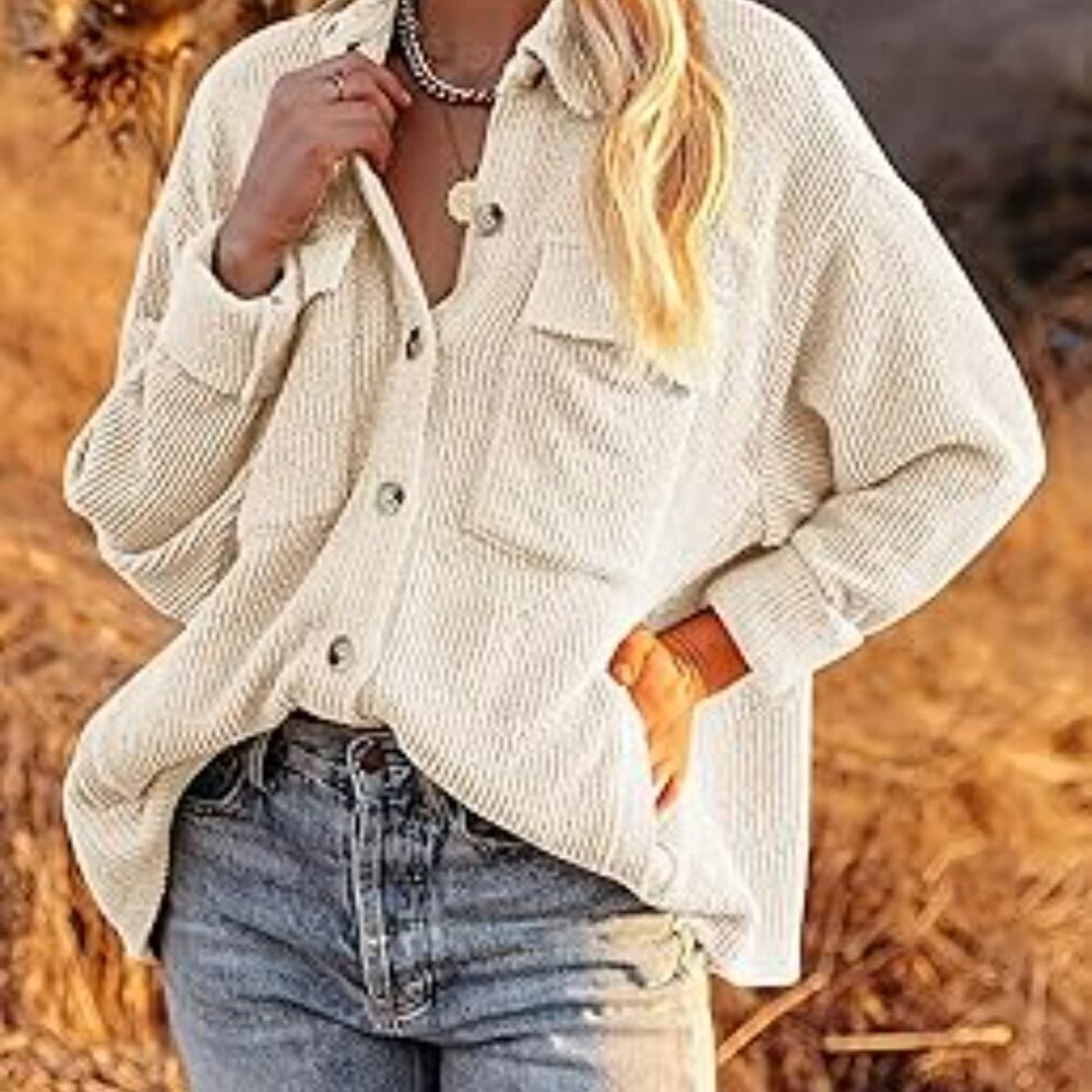 AMERICAN EAGLE CORDUROY OVERSIZED CROPPED JACKET BLAZER SHAKET BUTTONS SIZE XL